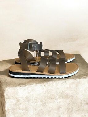 Women’s Jellies- Style Brown Strappy Ankle Buckle Sandals